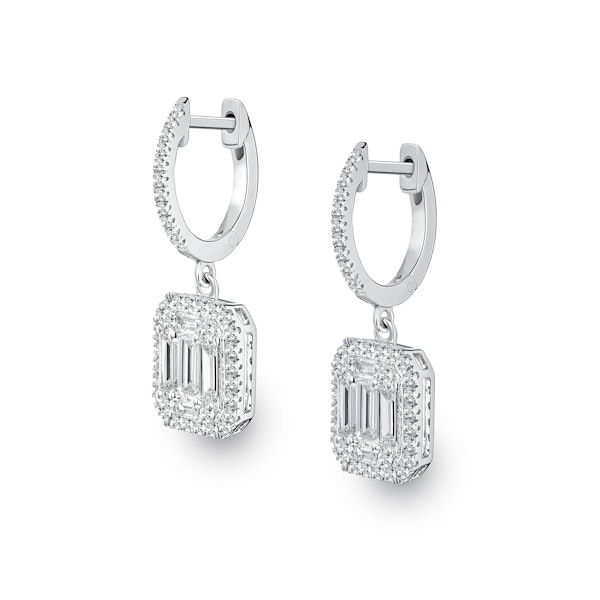 Baguette Lab Diamond Halo Earrings 1.30ct G/VS Set in 9K White Gold - Image 3
