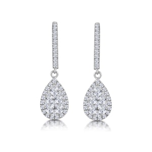 Lab Diamond Pear Cluster Earrings Pave 1ct Set in 9K White Gold