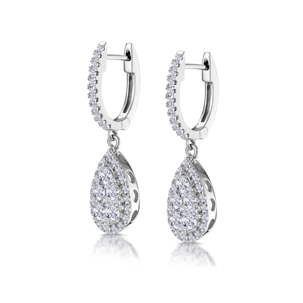 Lab Diamond Pear Cluster Earrings Pave 1ct Set in 9K White Gold - Image 3