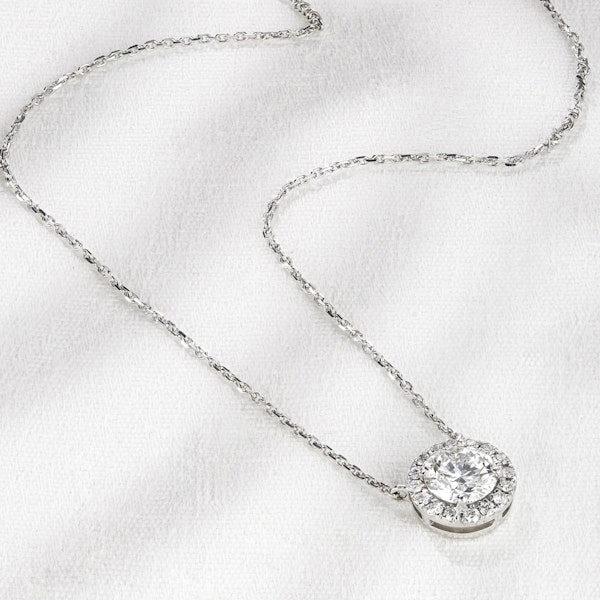 1.30ct Lab Diamond Halo Necklace in 9K White Gold G/Vs - Image 5