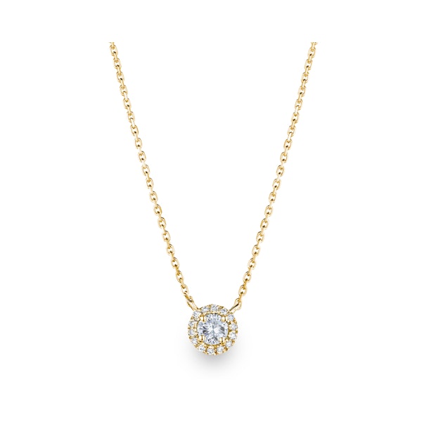 1.30ct Lab Diamond Halo Necklace in 9K Yellow Gold G/Vs - Image 3