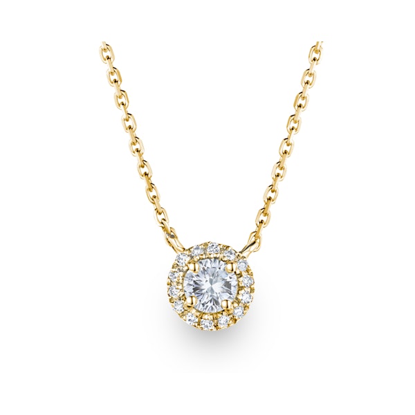 1.30ct Lab Diamond Halo Necklace in 9K Yellow Gold G/Vs - Image 1