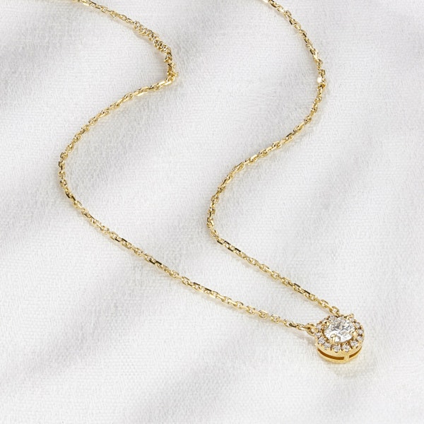 1.30ct Lab Diamond Halo Necklace in 9K Yellow Gold G/Vs - Image 5