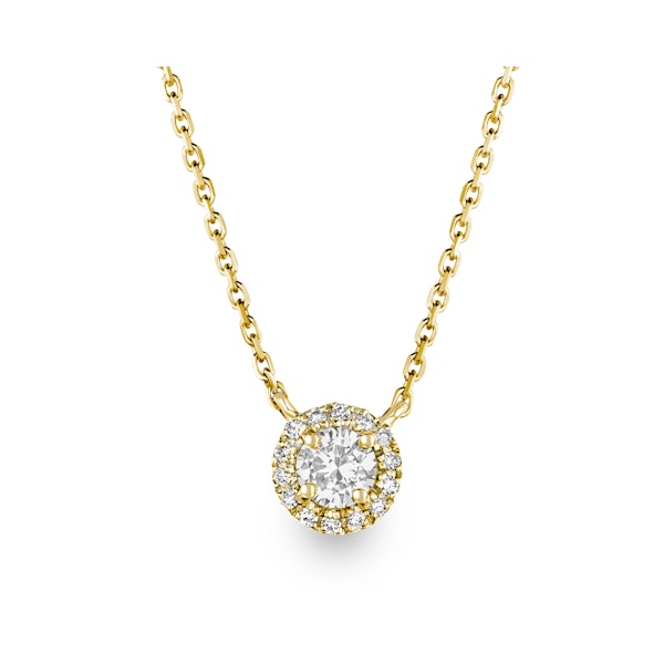 0.40ct Lab Diamond Halo Necklace in 9K Yellow Gold G/Vs - Image 1
