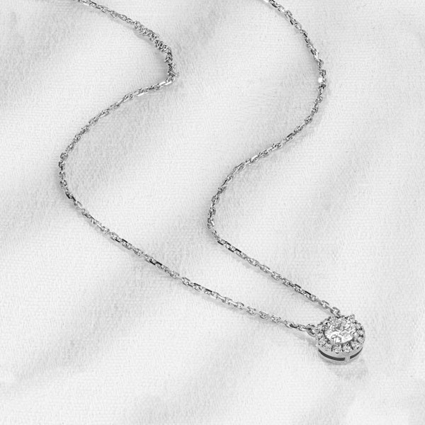 0.40ct Lab Diamond Halo Necklace in 9K White Gold G/Vs - Image 2