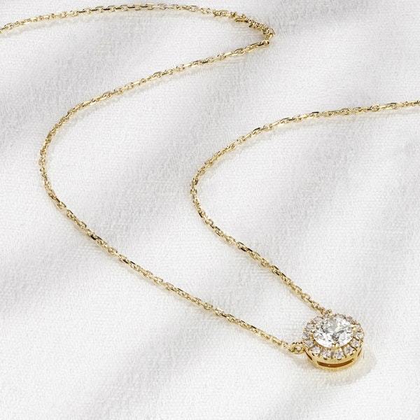 0.70ct Lab Diamond Halo Necklace in 9K Yellow Gold G/Vs - Image 2