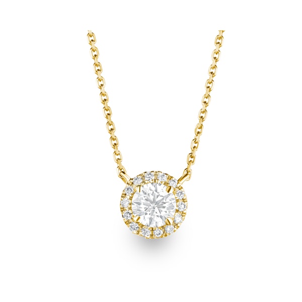 0.70ct Lab Diamond Halo Necklace in 9K Yellow Gold G/Vs - Image 1