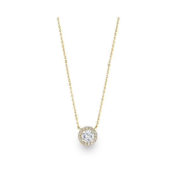 1.00ct Lab Diamond Halo Necklace in 9K Yellow Gold G/Vs - Image 3