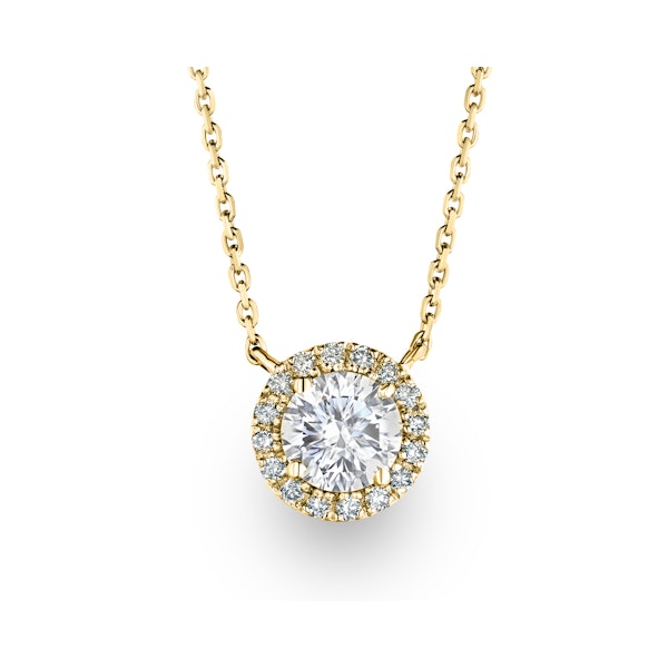 1.00ct Lab Diamond Halo Necklace in 9K Yellow Gold G/Vs - Image 1