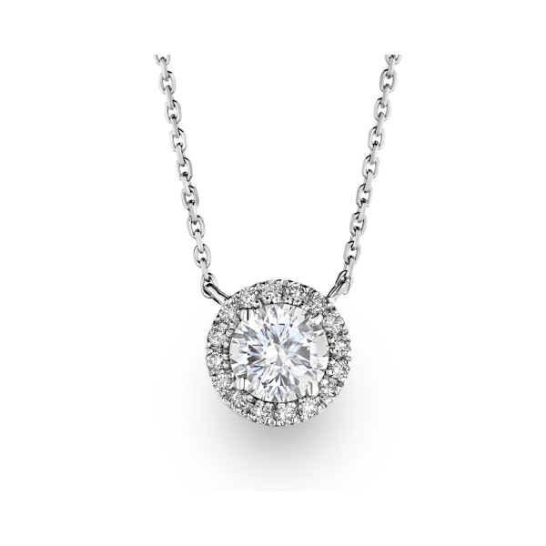 1.00ct Lab Diamond Halo Necklace in 9K White Gold G/Vs - Image 1