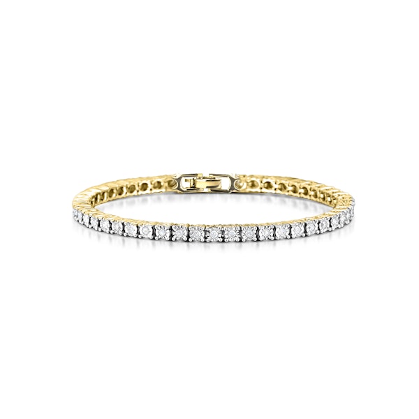 Diamond Set 1.00ct Tennis Bracelet in 18K Gold Vermeil - Image 1