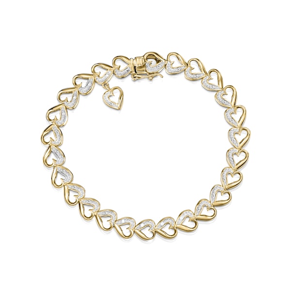 Diamond 18K Gold Vermeil Heart Bracelet - Image 1