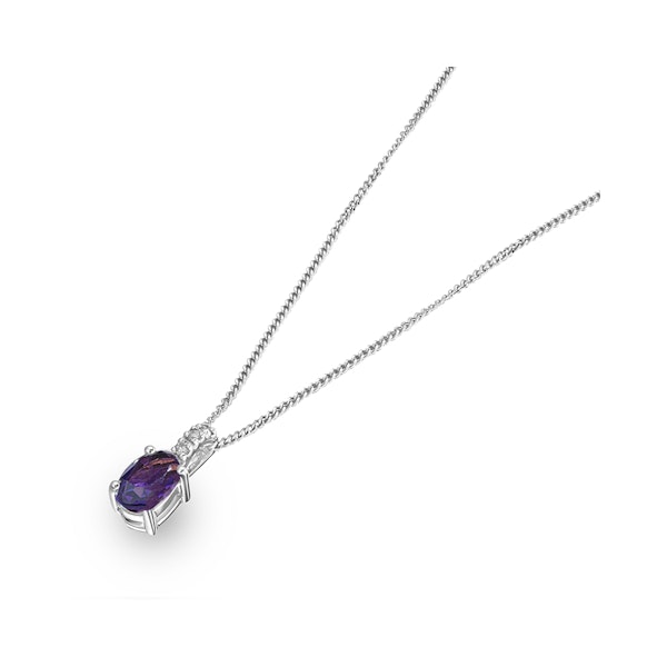 Amethyst 0.34CT And Diamond 9K White Gold Pendant Necklace - Image 3