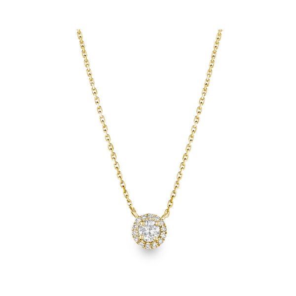 0.40ct Lab Diamond Halo Necklace in 9K Yellow Gold G/Vs - Image 3