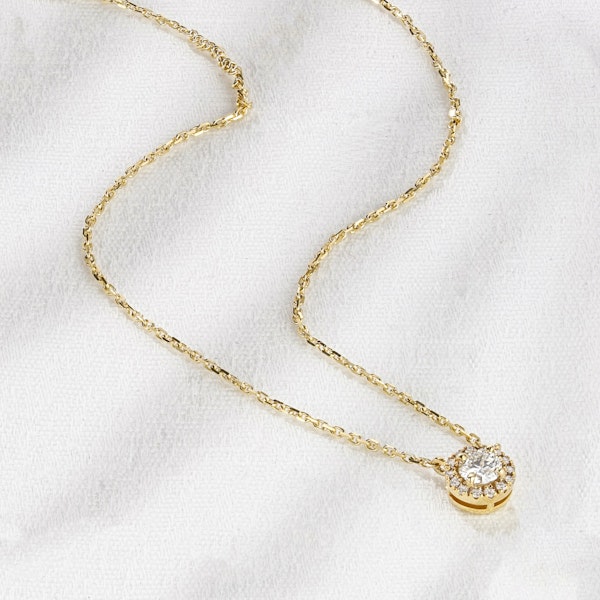 0.40ct Lab Diamond Halo Necklace in 9K Yellow Gold G/Vs - Image 2