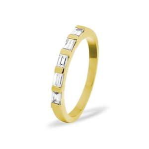 EMERALD CUT 18K Gold Diamond ETERNITY RING 0.50CT H/SI