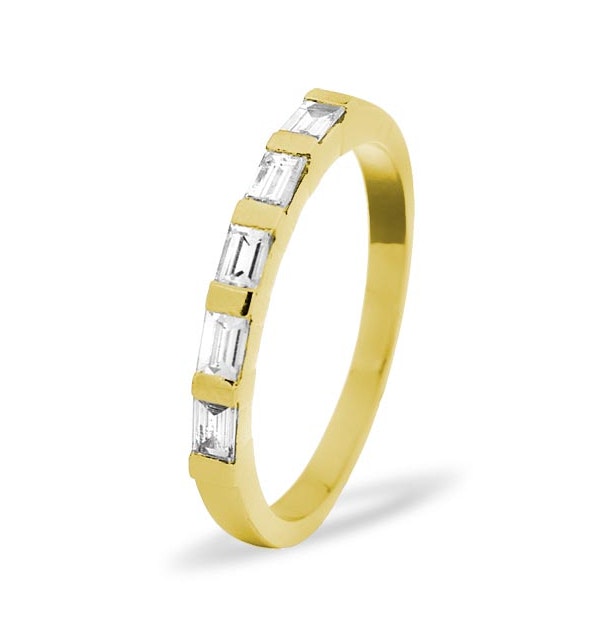 EMERALD CUT 18K Gold Diamond ETERNITY RING 0.50CT H/SI - image 1