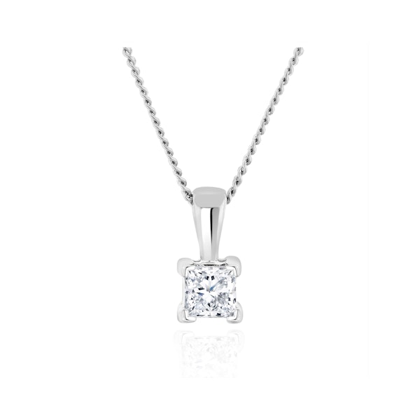 Princess Cut Lab Diamond Pendant Necklace 0.15CT in 9K White Gold - Image 1