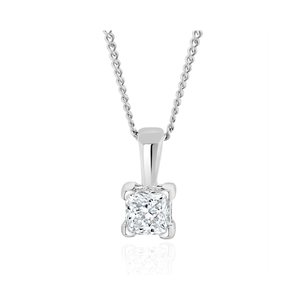 0.25ct Lab Diamond Princess Cut Solitaire Necklace in 9K White Gold - Image 1