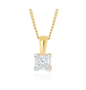 0.33ct Lab Diamond Princess Cut Solitaire Necklace in 9K Gold