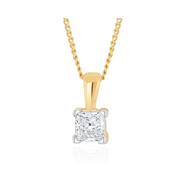 0.33ct Lab Diamond Princess Cut Solitaire Necklace in 9K Gold - Image 1