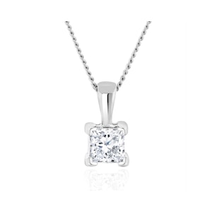 0.33ct Lab Diamond Princess Cut Solitaire Necklace in 9K White Gold