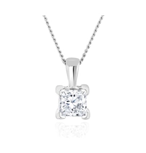 0.50ct Lab Diamond Princess Cut Solitaire Necklace in 9K White Gold