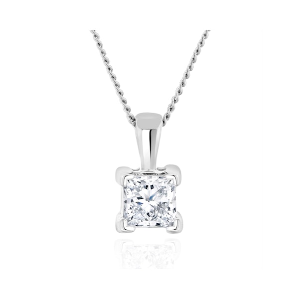 0.50ct Lab Diamond Princess Cut Solitaire Necklace in 9K White Gold - Image 1