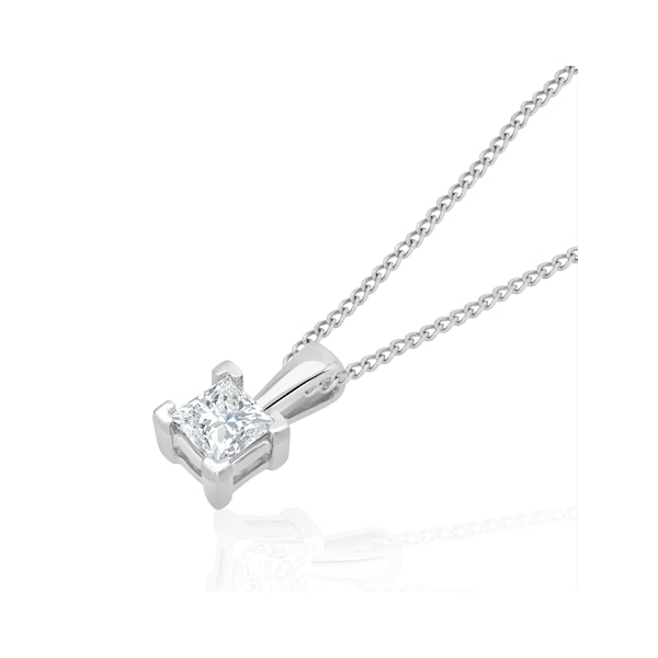0.50ct Lab Diamond Princess Cut Solitaire Necklace in 9K White Gold - Image 2