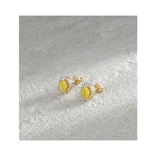Georgina Yellow Lab Diamond 1.34ct Oval Halo Earrings in 18K Gold - Elara Collection - Image 6