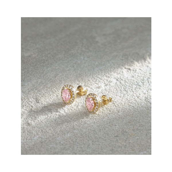 Georgina Pink Lab Diamond 1.34ct Oval Halo Earrings in 18K Gold - Elara Collection - Image 6
