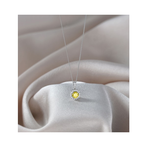 Ella Yellow Lab Diamond 0.71ct Pendant Necklace in 18K White Gold - Elara Collection - Image 6