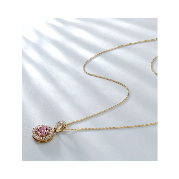 Ella Pink Lab Diamond 1.38ct Pendant Necklace in 18K Yellow Gold - Elara Collection - Image 5