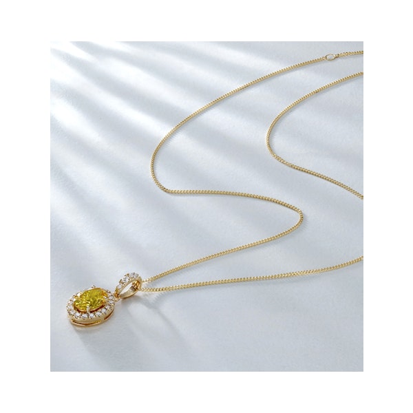 Georgina Yellow Lab Diamond Oval Halo Necklace 1.38ct in 18KGold - Elara Collection - Image 5