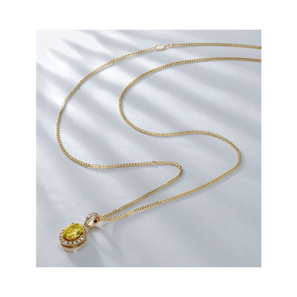 Georgina Yellow Lab Diamond Oval Halo Necklace 0.70ct in 18KGold - Elara Collection - Image 5