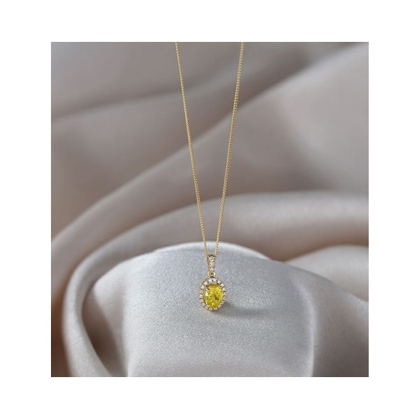 Georgina Yellow Lab Diamond Oval Halo Necklace 0.70ct in 18KGold - Elara Collection - Image 6
