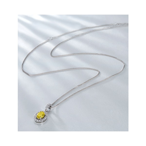 Georgina Yellow Lab Diamond Oval Halo Necklace 0.70ct in 18K White Gold - Elara Collection - Image 5
