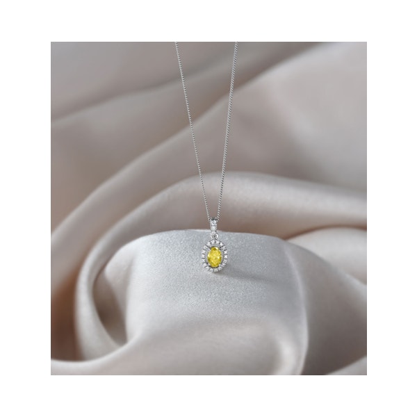 Georgina Yellow Lab Diamond Oval Halo Necklace 0.70ct in 18K White Gold - Elara Collection - Image 6