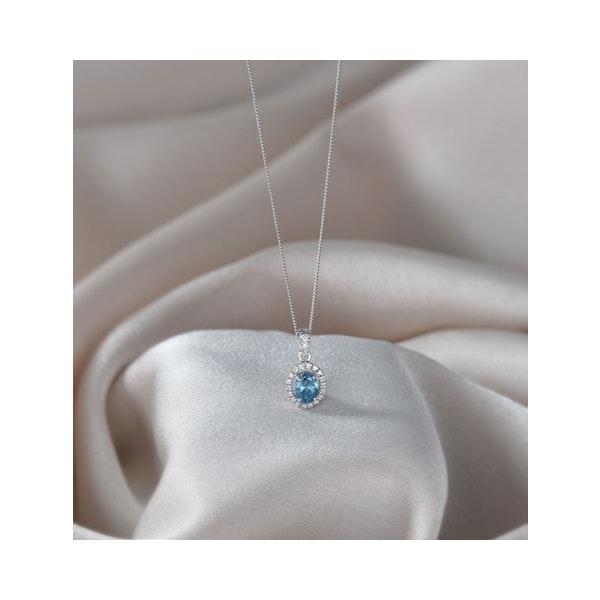 Georgina Blue Lab Diamond Oval Halo Necklace 0.70ct in 18K White Gold - Elara Collection - Image 6