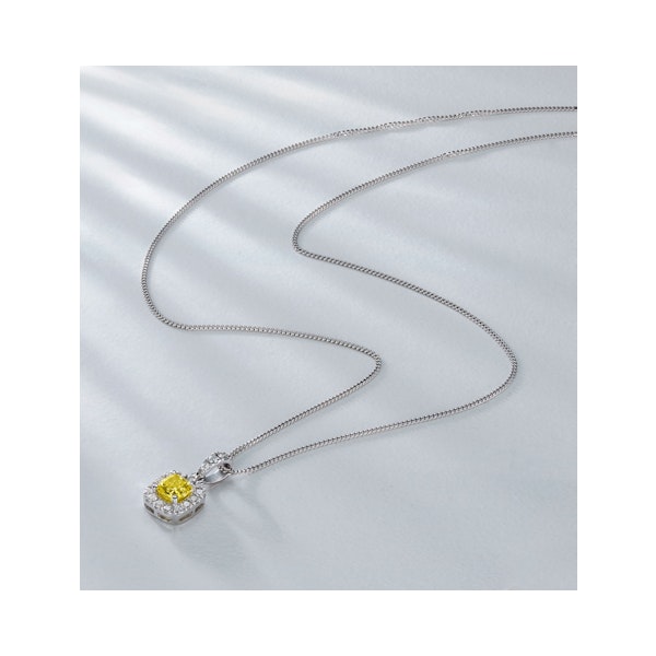Beatrice Yellow Lab Diamond Cushion Cut Necklace 0.70ct in 18K White Gold - Elara Collection - Image 5