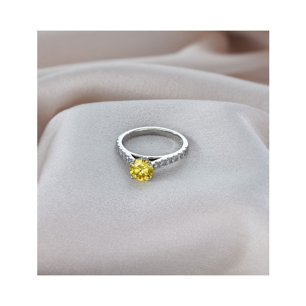 Natalia Yellow Lab Diamond 1.50ct Side Stone Ring in Platinum - Elara Collection - Image 5