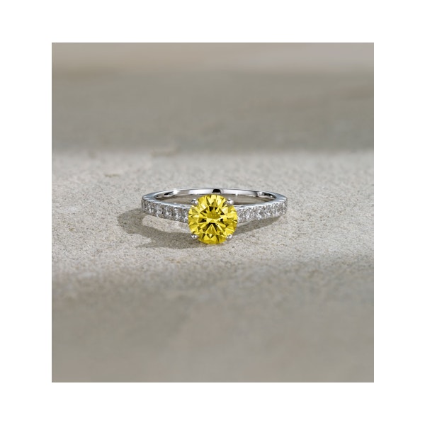 Natalia Yellow Lab Diamond 1.50ct Side Stone Ring in Platinum - Elara Collection - Image 6