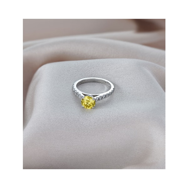 Natalia Yellow Lab Diamond 1.50ct Side Stone Ring in 18K White Gold - Elara Collection - Image 5
