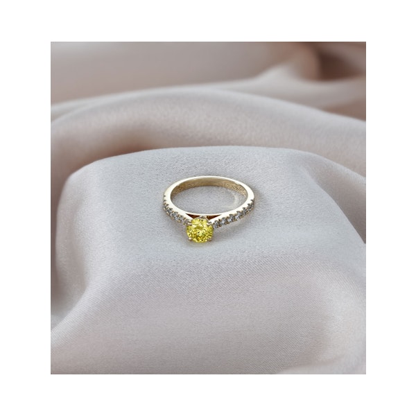 Natalia Yellow Lab Diamond 0.91ct Side Stone Ring in 18K Yellow Gold - Elara Collection - Image 5