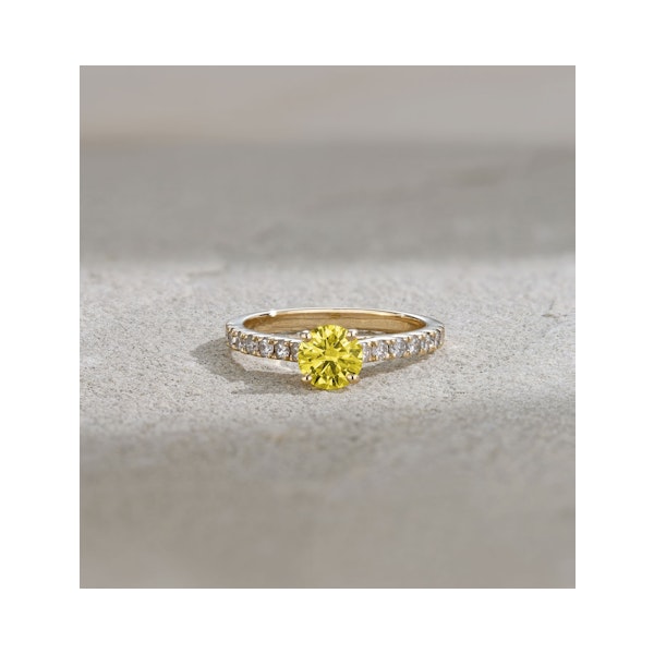 Natalia Yellow Lab Diamond 0.91ct Side Stone Ring in 18K Yellow Gold - Elara Collection - Image 6