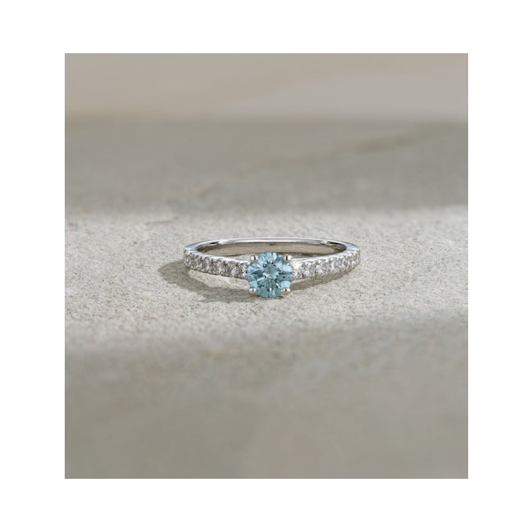 Natalia Blue Lab Diamond 0.91ct Side Stone Ring in Platinum - Elara Collection - Image 6