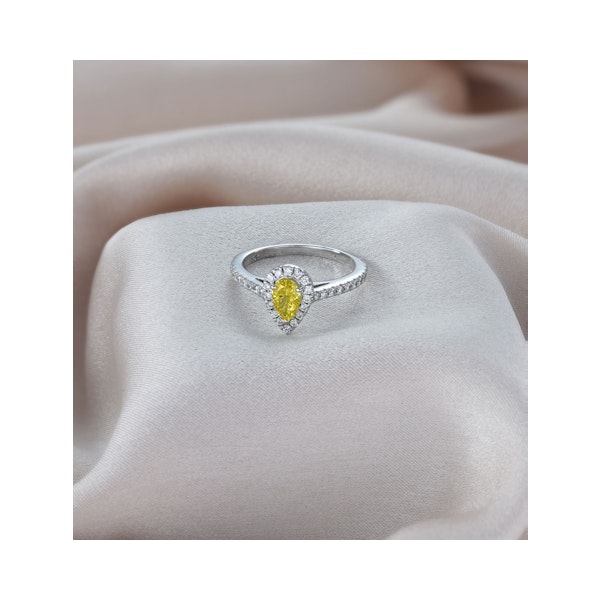 Diana Yellow Lab Diamond Pear Halo Ring 1.00ct in 18K White Gold - Elara Collection - Image 5