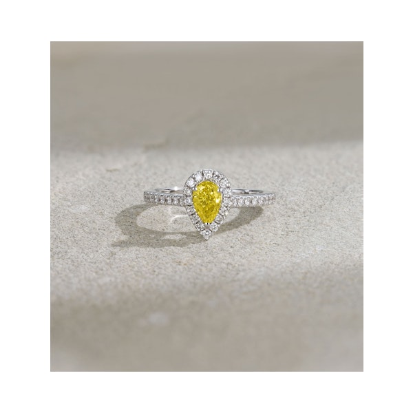 Diana Yellow Lab Diamond Pear Halo Ring 1.00ct in 18K White Gold - Elara Collection - Image 6