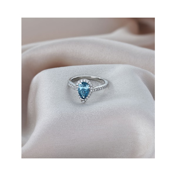 Diana Blue Lab Diamond Pear Halo Ring 1.60ct in Platinum - Elara Collection - Image 5