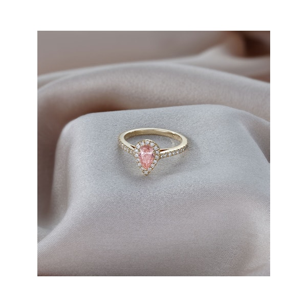 Diana Pink Lab Diamond Pear Halo Ring 1.00ct in 18K Yellow Gold - Elara Collection - Image 5